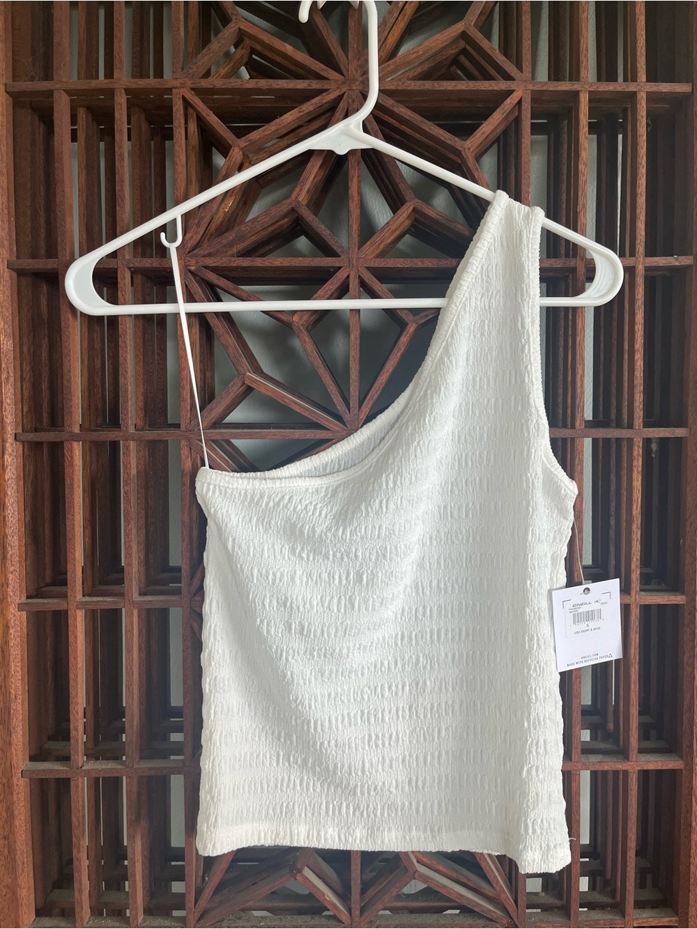O’Neill One-Shoulder White Textured Women's Tank Top